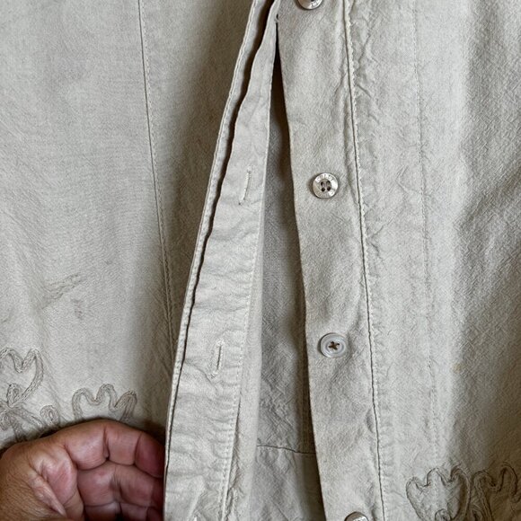 Scully Womens Beige Western Rodeo Fitted Long Sleeve Shirt Embroidered Size M - Picture 6 of 13